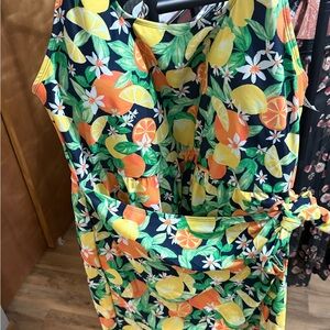 Vibrant Citrus Print Swim Dress